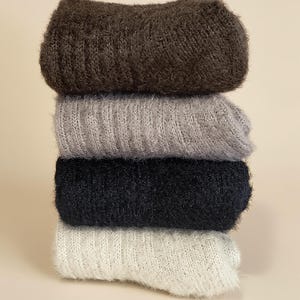 4 paia di calzini unisex caldi e soffici in angora 100% lana, regalo per lei, taglia 39-42