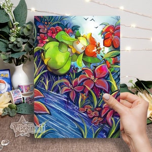 Impressão Lilligant | Arte de cartão colecionável alterada A5 feita à mão