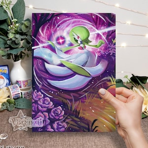 Impressão Gardevoir | Arte de cartão colecionável alterada A5 feita à mão