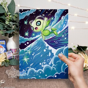 Estampa Celebi | Arte de cartão colecionável alterada A5 feita à mão