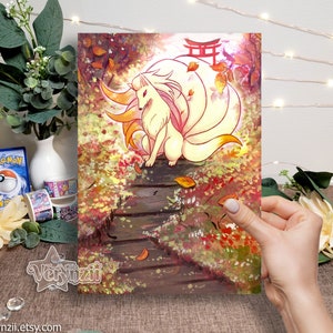 Impressão de Ninetales | Arte de cartão colecionável alterada A5 feita à mão