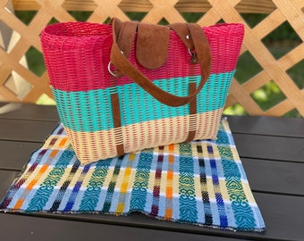 Woven Guatemalan Plastic Multi Purpose Bag, Tote Bag, Beach Bag,