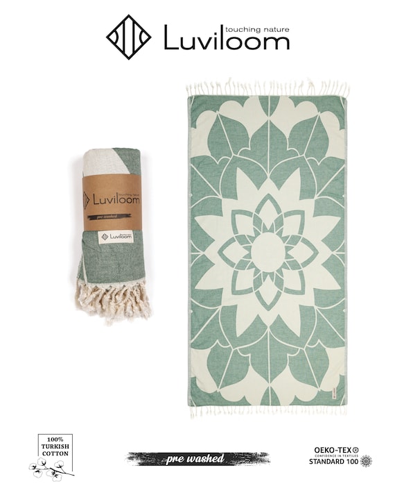 Mysun Mandala Patterned Towel, Dark Green Towel, Large Beach Towel, Wholesale Towels, Beach Blanket, Yoga Towel, Beach Towel, Gift for Her