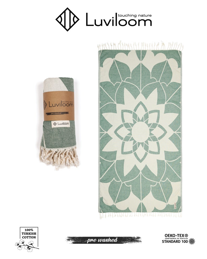 Mysun Mandala Patterned Towel, Dark Green Towel, Large Beach Towel, Wholesale Towels, Beach Blanket, Yoga Towel, Beach Towel, Gift for Her