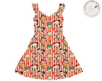 PREORDER Disney Christmas Outfit V Neck Ruffle Sleeve, Disney Holiday Dress, Mickey Christmas Dress, Family Holiday Outfit