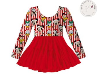 PREORDER Disney Christmas Dress, Long Sleeve, Mickey and Minnie Holiday Disney Outfit, Christmas Park Outfit