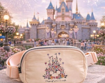 Disney Castle Mickey Mouse BeltBag | Floral pink Fanny Pack| Magic Kingdom Outfit