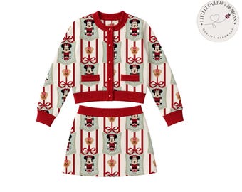 PREORDER Minnie Nutcracker Christmas Cardigan and Active Skort Set | Disney Holiday Park Outfit