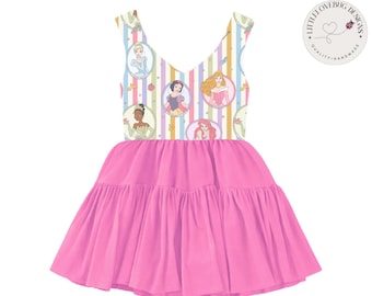 Park Day Outfit Disney Princess V-neck Dress Girls Women, Disney World Outfit, Toddler Twirl Dress, Princess Outfit Kids Pre Order