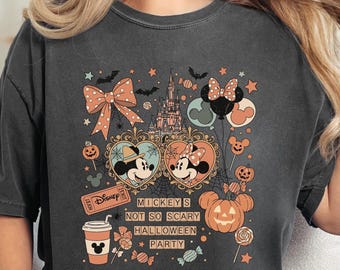 Disney Halloween Tee, Mickey and Minnie Not So Scary Party, Comfort Colors Cotton