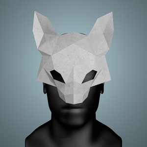 Fox Mask DIY, Low Poly Mask, Paper Craft Mask, PDF/DXF Template 3D Mask