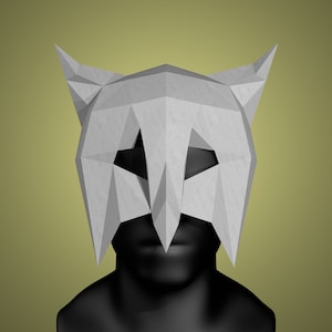 Owl Mask DIY, Low Poly Mask, Paper Craft Mask, PDF/DXF Template 3D Mask