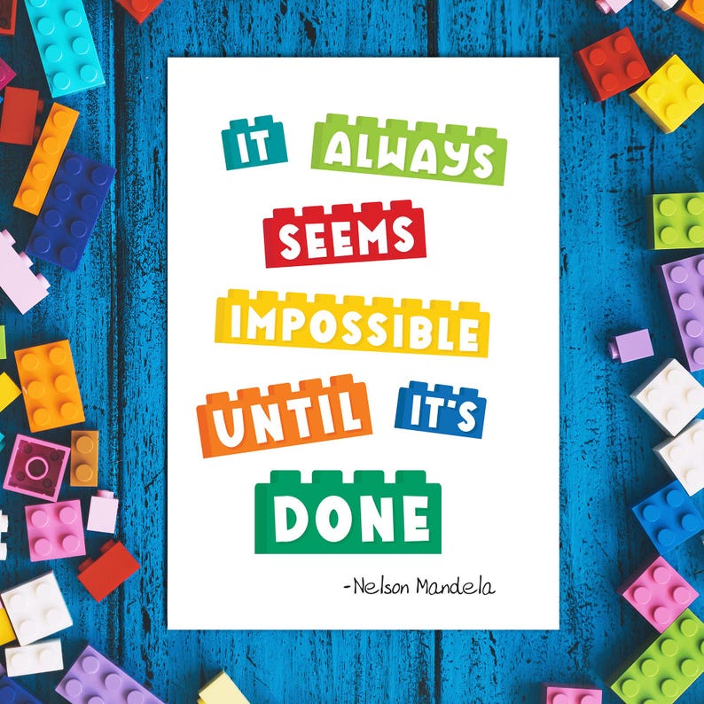 Motivational Building Blocks Art Print, Colorful Kids Room Decor ...