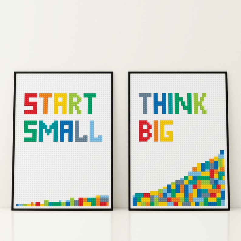 2 X Colorful Art Print Set, Game Room Decor Poster, Kids Room Colorful