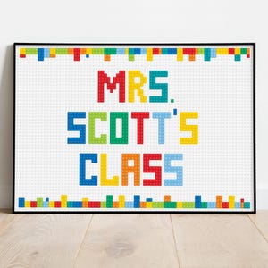 Back to school print for classroom door, custom teacher name, school printable poster, classroom print, wall art bricks - DIGITAL DOWNLOAD