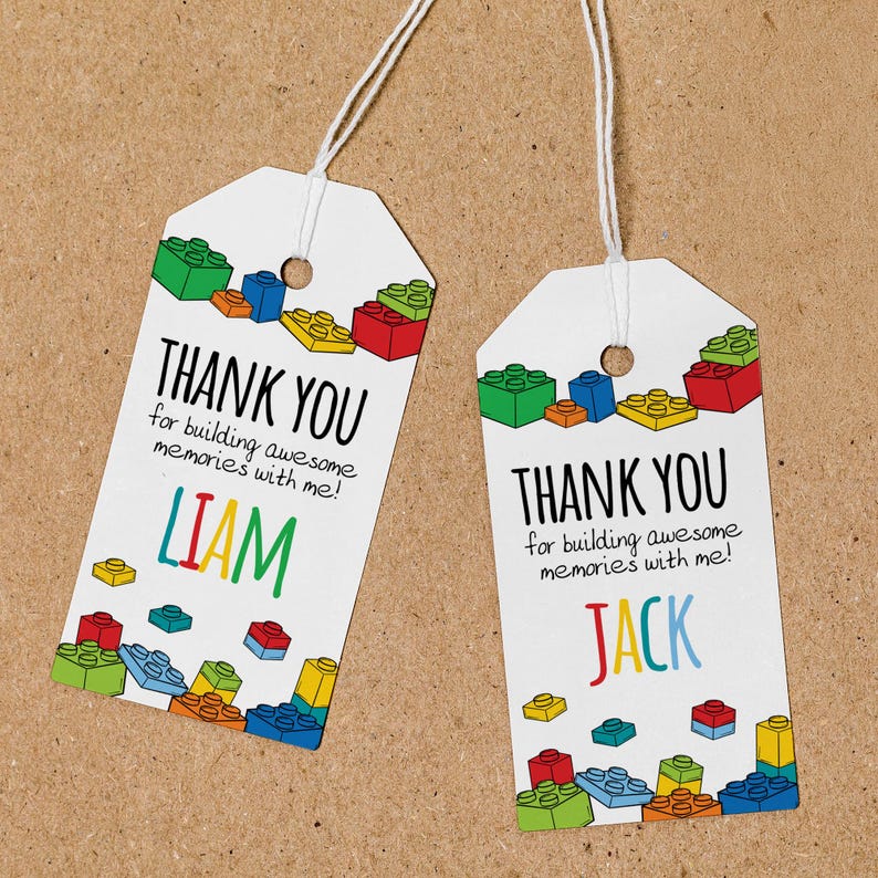 Brick Party Favor Tag: Custom Name Thank You Labels (digital Download ...