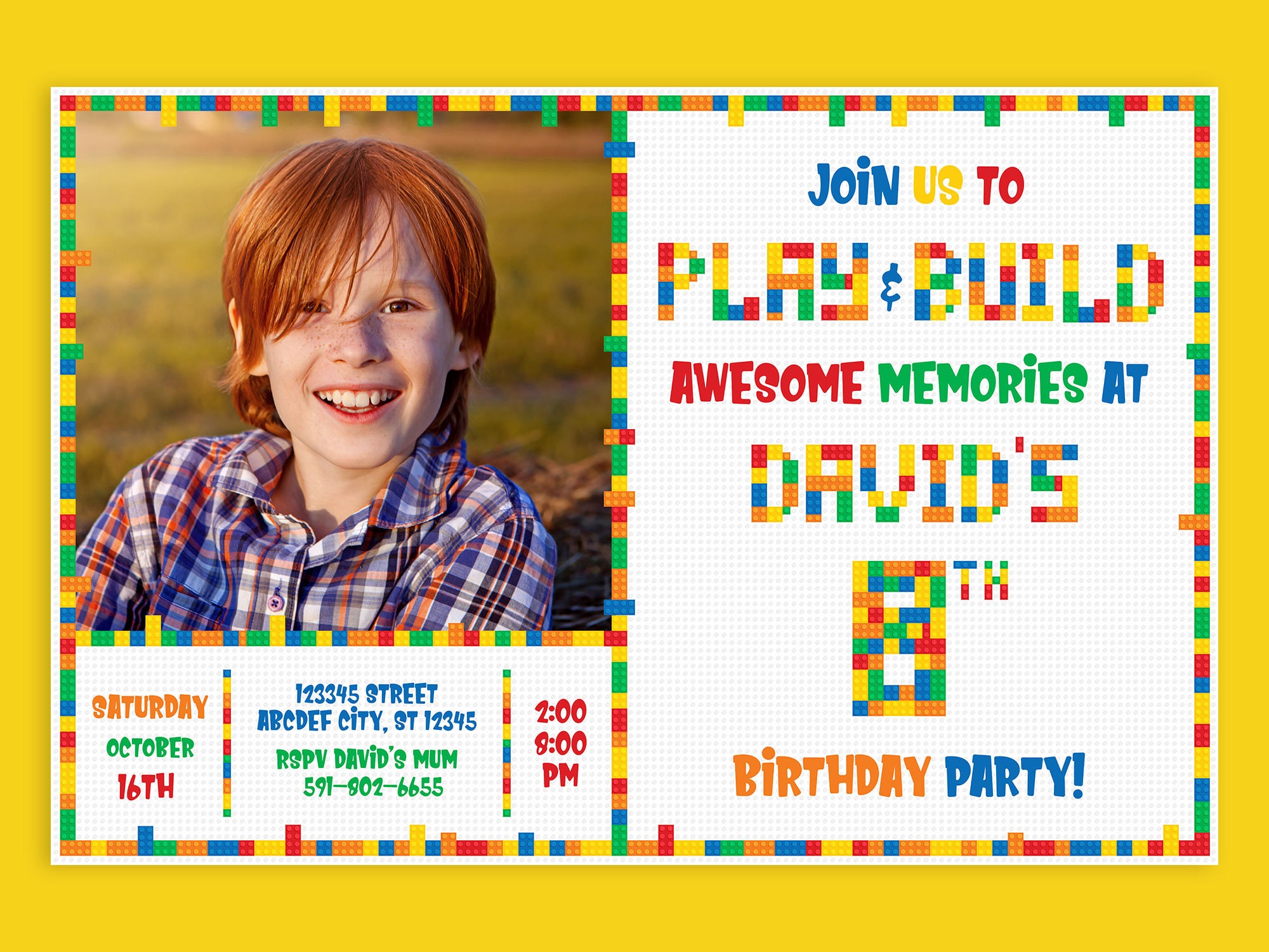 Custom Name Birthday Invitation, Personalized Invitation Print