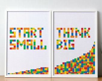 Building Bricks Poster Set: Game Room Decor, Kids Room Art (Digital Download)