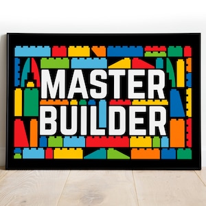 Baumeister, Bunte Steine motivierend Kinderzimmer Wand Kunst Dekor Poster, Brick Party Geschenk - DIGITAL DOWNLOAD