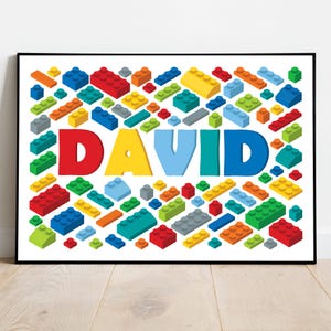 3D Colorful Bricks Personalized printable nursery name sign, Building room wall art, Building blocks wall art personalized name - DIGITAL