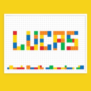 Personalized nursery name sign, Building blocks font kids room decor gift, game room custom display wall art sticker print DIGITAL DOWNLOAD