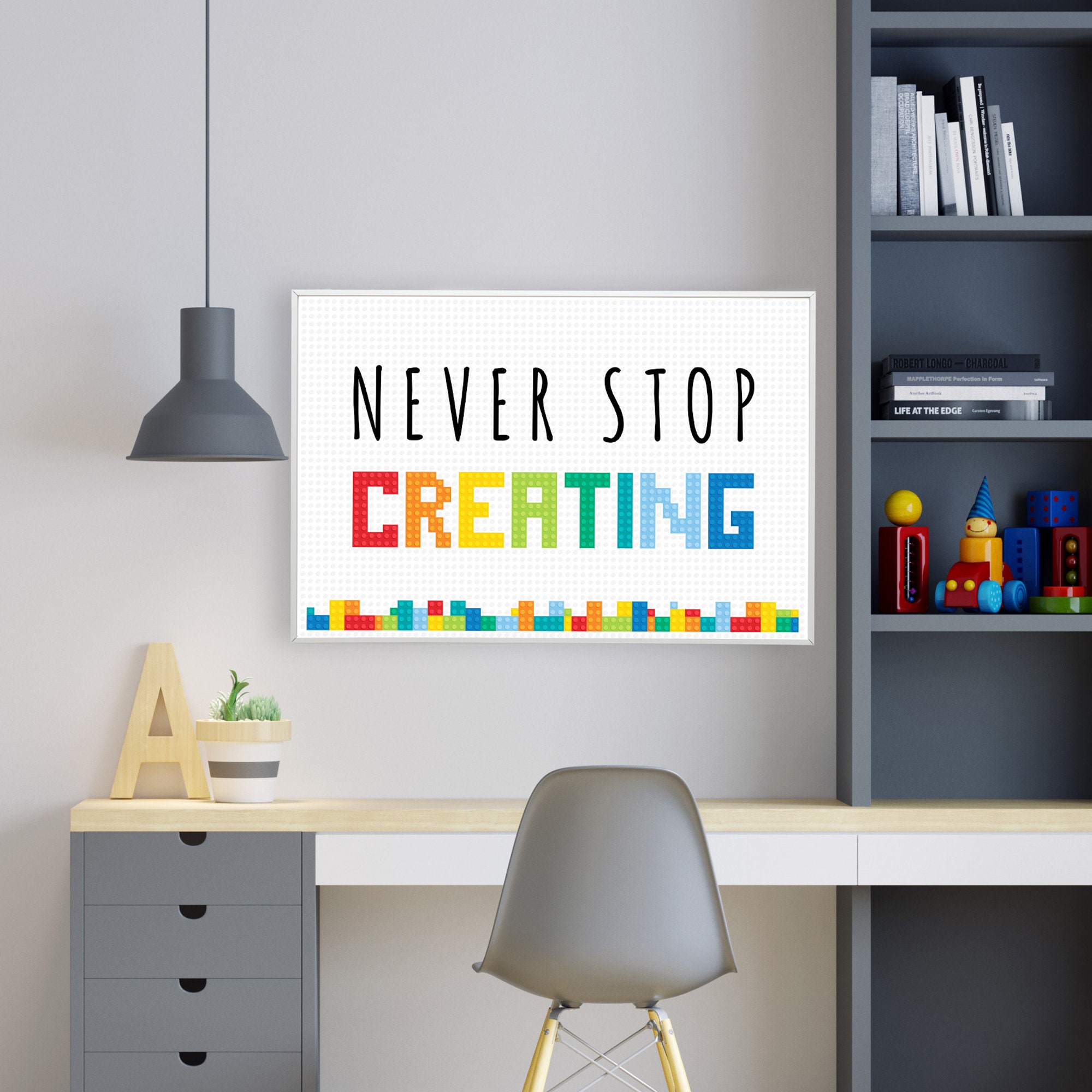 Stop Create Never Stop Creating, Motivational Kids Room Wall Art Decor Poster ...
