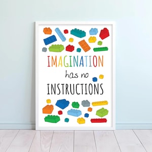 Imagination Zitat, Motivationszitat für Gebäudedekor-Plakat, bunte Ziegelsteinkunstwerk - DIGITAL