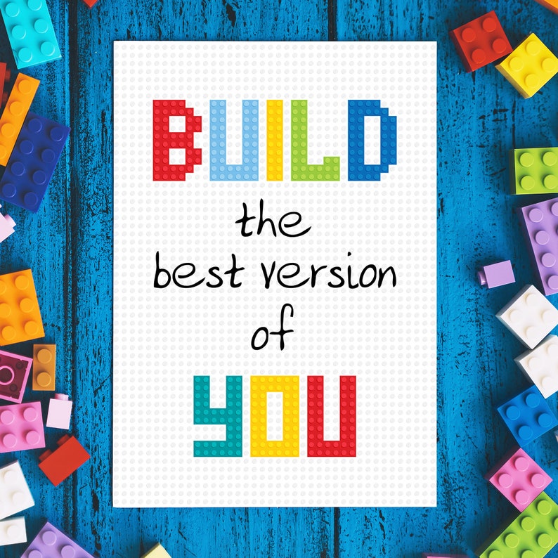 Motivational Building Blocks Art Print: Game Room Decor (digital ...