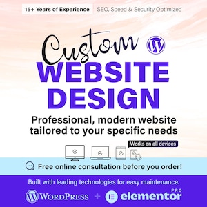 Anpassad WordPress-webbdesign och installation. Elementor Pro Visual Builder. Webbdesignmallar från professionell designbyrå.