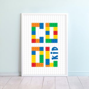 Cooles Kind, Spielzimmer Dekor Poster, Kinderzimmer Dekor Kunstdruck, Kinderzimmer Wanddeko, Bausteine Buchstaben Dekor Wandkunst - DIGITAL DOWNLOAD