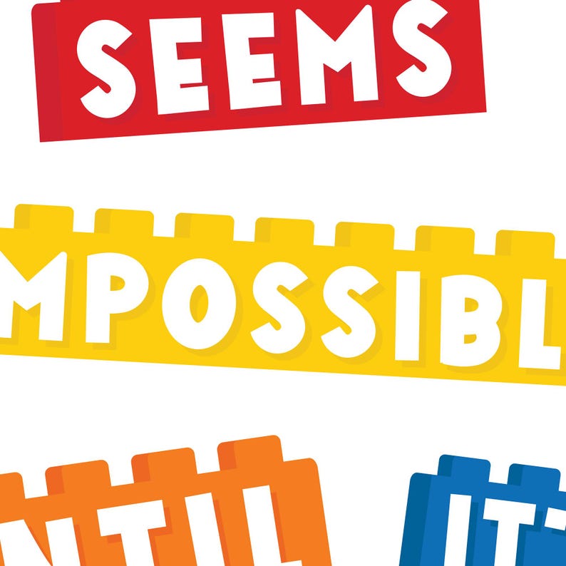 Motivational Building Blocks Art Print, Colorful Kids Room Decor ...