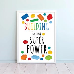 Bauklötze sind meine Superkraft, Kinderzimmer Wandbild, Bauklötze Buchstaben, Art Deco, Art Deco, Art Print, druckbare Wanddeko - DIGITAL