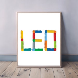 Personalized name sign print from Colourful Bricks, Gift for teens, Building room decor, Custom name building block - DIGITAL