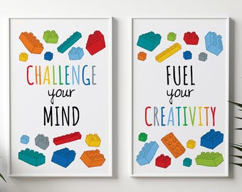 Colorful Bricks Art Print Set: Kids Room Decor (Digital Download)