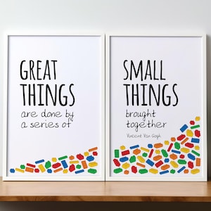 Lámina con cita de Van Gogh: Decoración infantil con ladrillos de construcción (descarga digital)