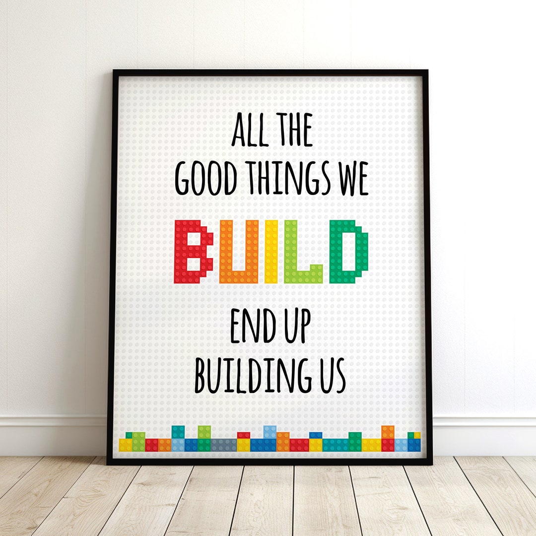 Building Letter Bricks Building Bricks Letters Art Print: Motivational Kids Room Decor ...