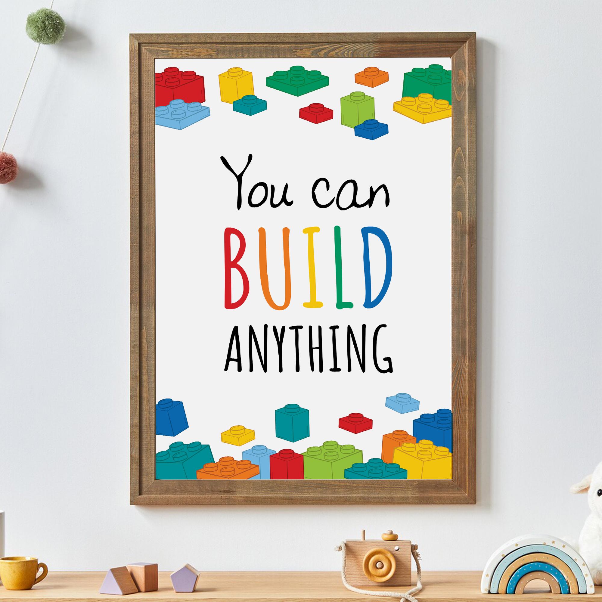 Motivational Building Blocks Print: Kids Room Decor, You Can Build ...
