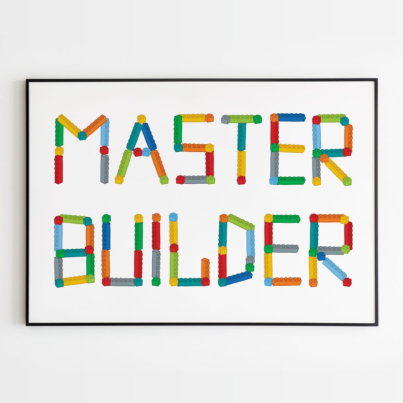 Master Builder Kids Room Art: Colorful Building Blocks Poster (digital ...