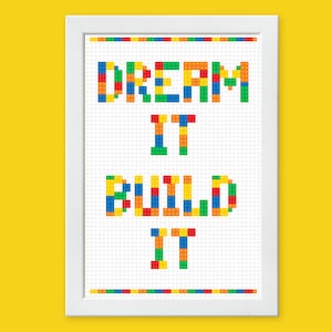 Kids room decor gift, Building blocks font, Teen custom game room wall decor, Motivational display wall art print gift - DIGITAL DOWNLOAD