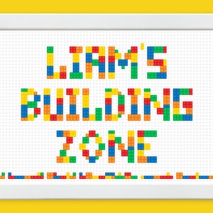 Gepersonaliseerde naambordje kinderkamer, bouwstenen lettertype kinderkamer decor cadeau, game room aangepaste display muur kunst sticker afdrukken DIGITALE DOWNLOAD