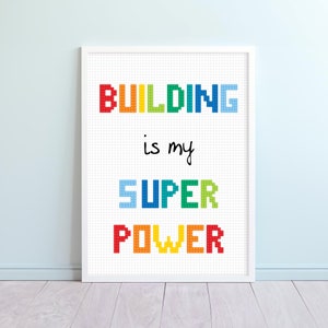 Building is my superpower, Kids room decor art print, Building blocks letters wall art, Printable wall decor, Nursery wall decor - DIGITAL