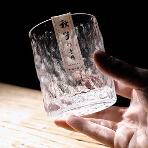 Japanese-style collection hand-made hammer pattern drinking teacup crystal glass cup home beer whiskey foreign wine cup coffee