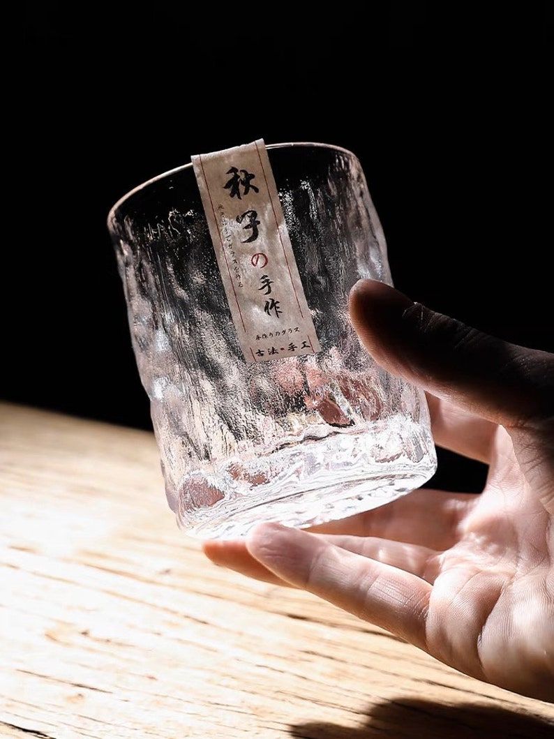 Japanese-style collection hand-made hammer pattern drinking teacup crystal glass cup home beer whiskey foreign wine cup coffee image 2