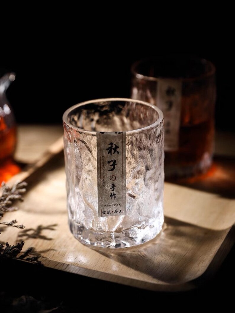 Japanese-style collection hand-made hammer pattern drinking teacup crystal glass cup home beer whiskey foreign wine cup coffee image 1