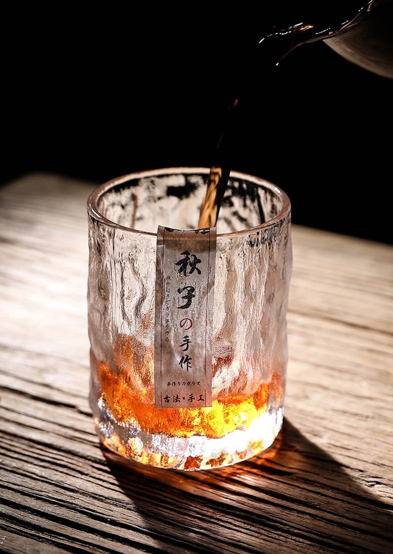 Japanese-style collection hand-made hammer pattern drinking teacup crystal glass cup home beer whiskey foreign wine cup coffee image 5