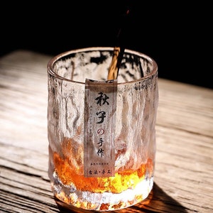 Japanese-style collection hand-made hammer pattern drinking teacup crystal glass cup home beer whiskey foreign wine cup coffee image 9
