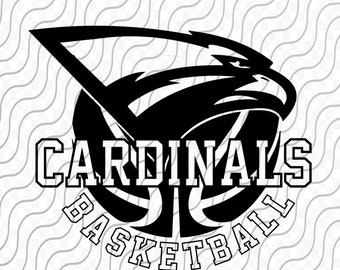 Koszykówka Cardinals, Koszykówka Lady Cardinals 2, Maskotka, Logo drużyny sportowej, Pliki SVG, PNG, EPS, dxf, jpg dla Cricut lub Silhouette