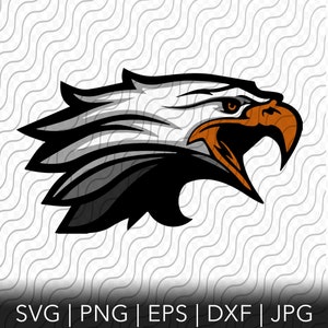Eagle Mascot Head SVG, Eagle SVG, Eagle Head School Mascot, Cutting Template, svg, png, eps, dxf, jpg files for Cricut or Silhouette