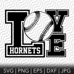 Love Hornets SVG, Hornets SVG, Hornets Baseball Cut File, Cutting Template, svg, png, eps, dxf, jpg files for Cricut or Silhouette