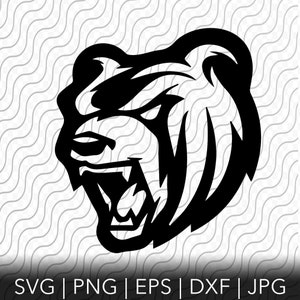 Bear Mascot SVG, Bear Face SVG, Bear Team SVG, modelo de corte, svg, png, eps, dxf, arquivos jpg para Cricut ou Silhouette